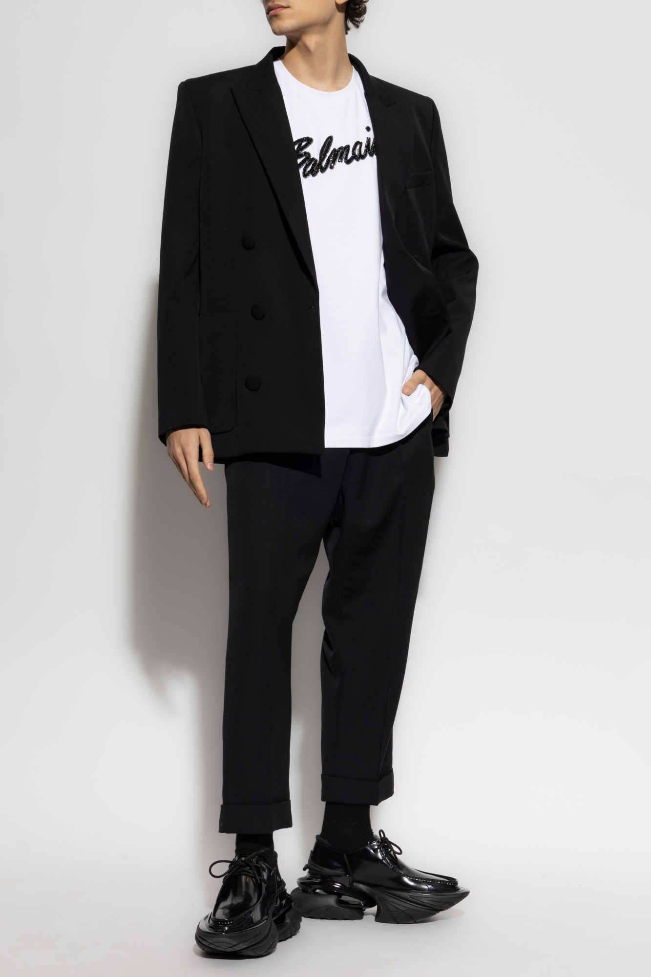 Balmain T-shirt with shimmering appliqués | Men's Clothing